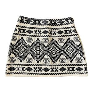 Topshop Black Cream Metallic Geometric Aztec Southwestern Mini Skirt Size 4